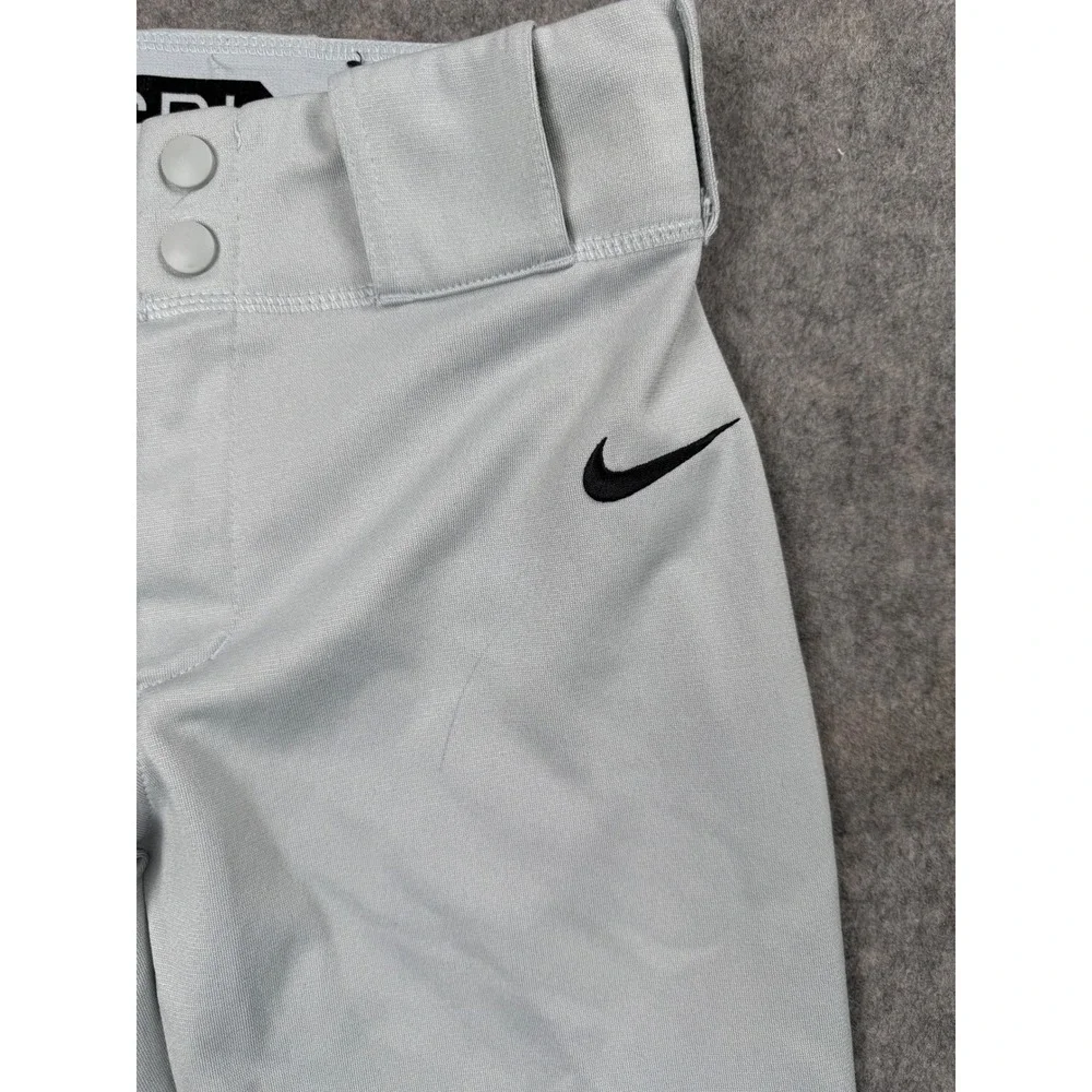Nike BSBL Youth Boys Gray Baseball Pants Size Large Mesh Panels Elastic Cuff